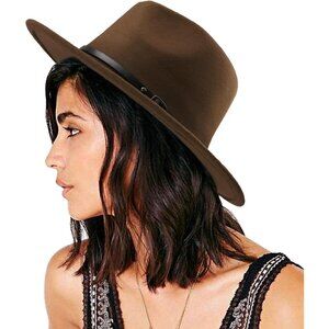 Women's Dark Brown Western Braided Leather Band Classic Fedora Felt Cowboy Hat